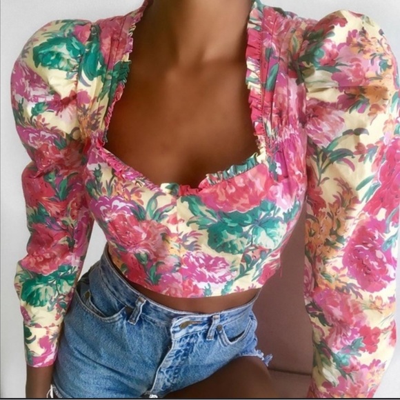 NWT ZARA FLORAL PRINT TOP SIZE M - Picture 1 of 12